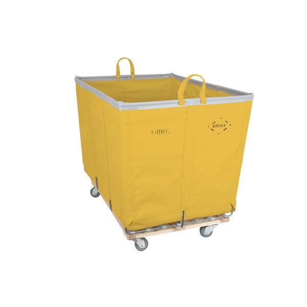 Steele Canvas Basket 14 BU Permanent Truck Yellow Vinyl w/Grey Vinyl - 3in Casters 9214VYLWVGRYW3 - main